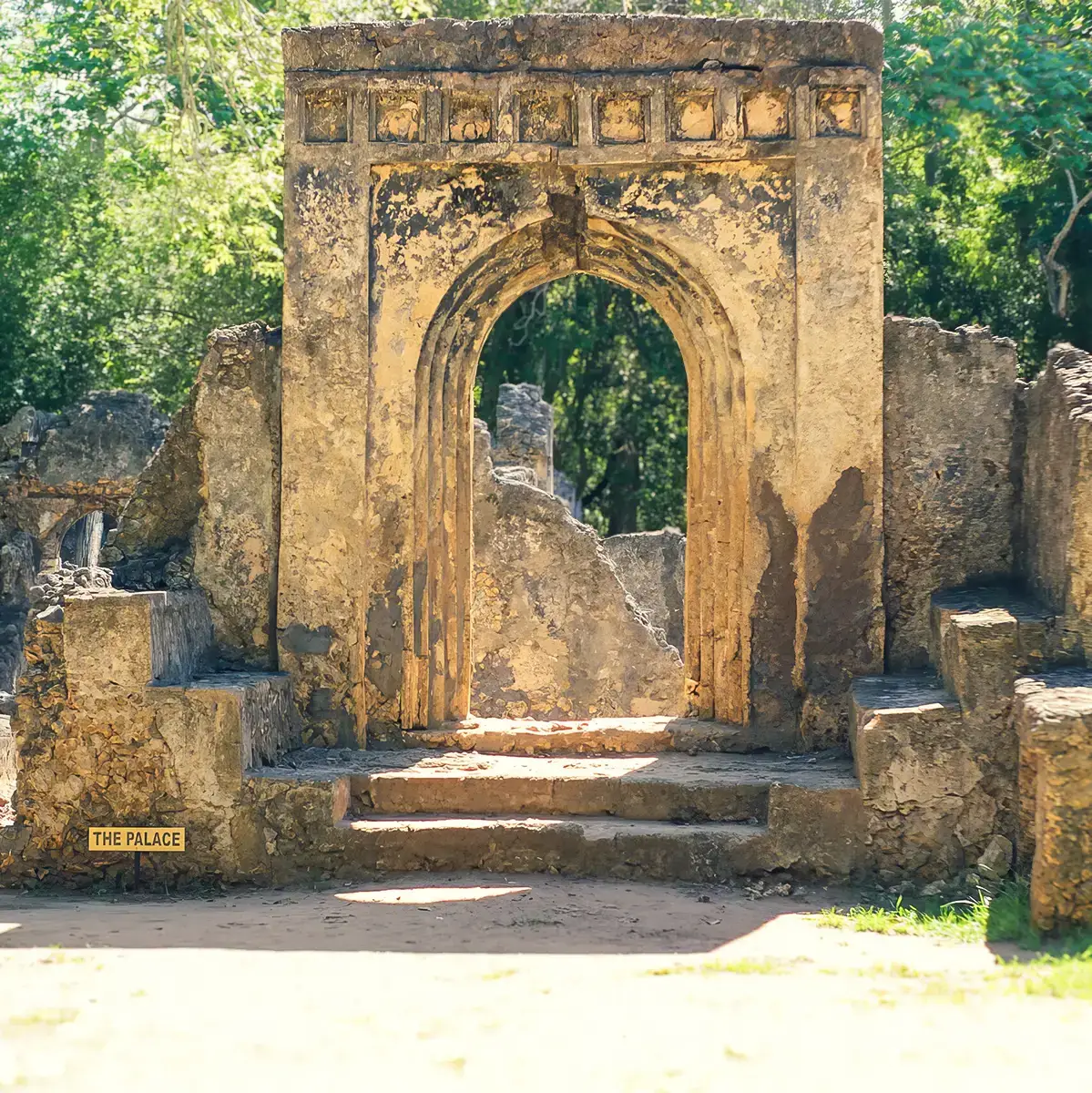 Ancient Gede Ruins surrounded by lush forest near Watamu, Kenya