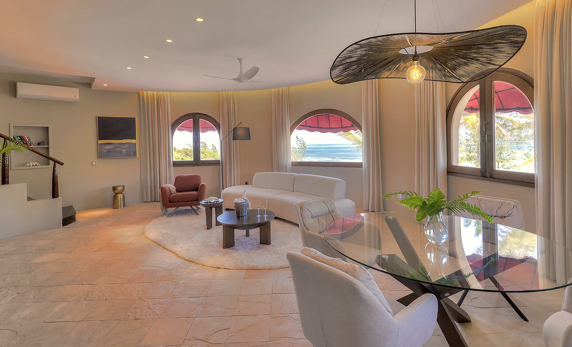 Presidential Ocean View Suite living and dining area with panoramic ocean views
