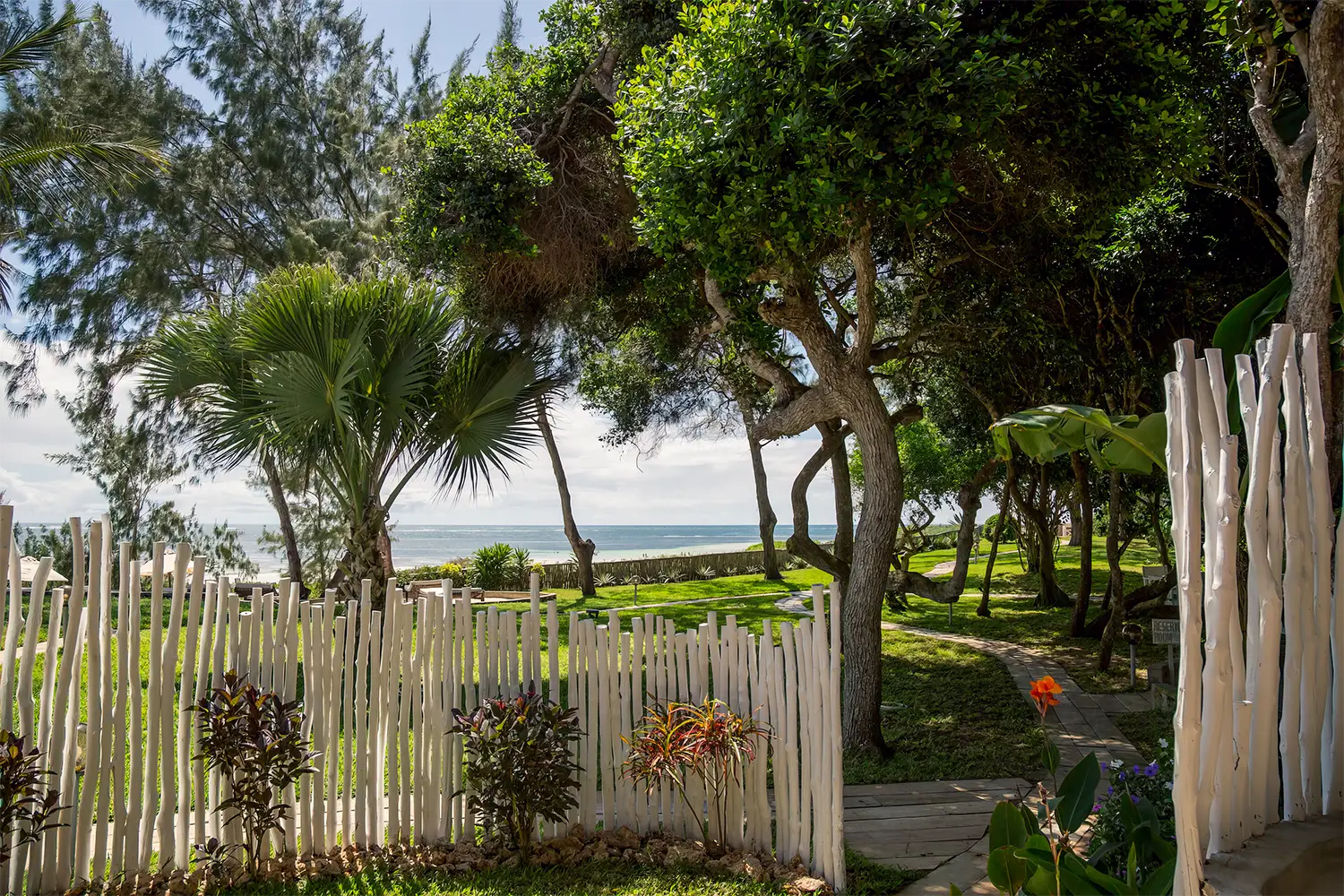 Ocean View Suite surrounded by tropical gardens with views of the Indian Ocean
