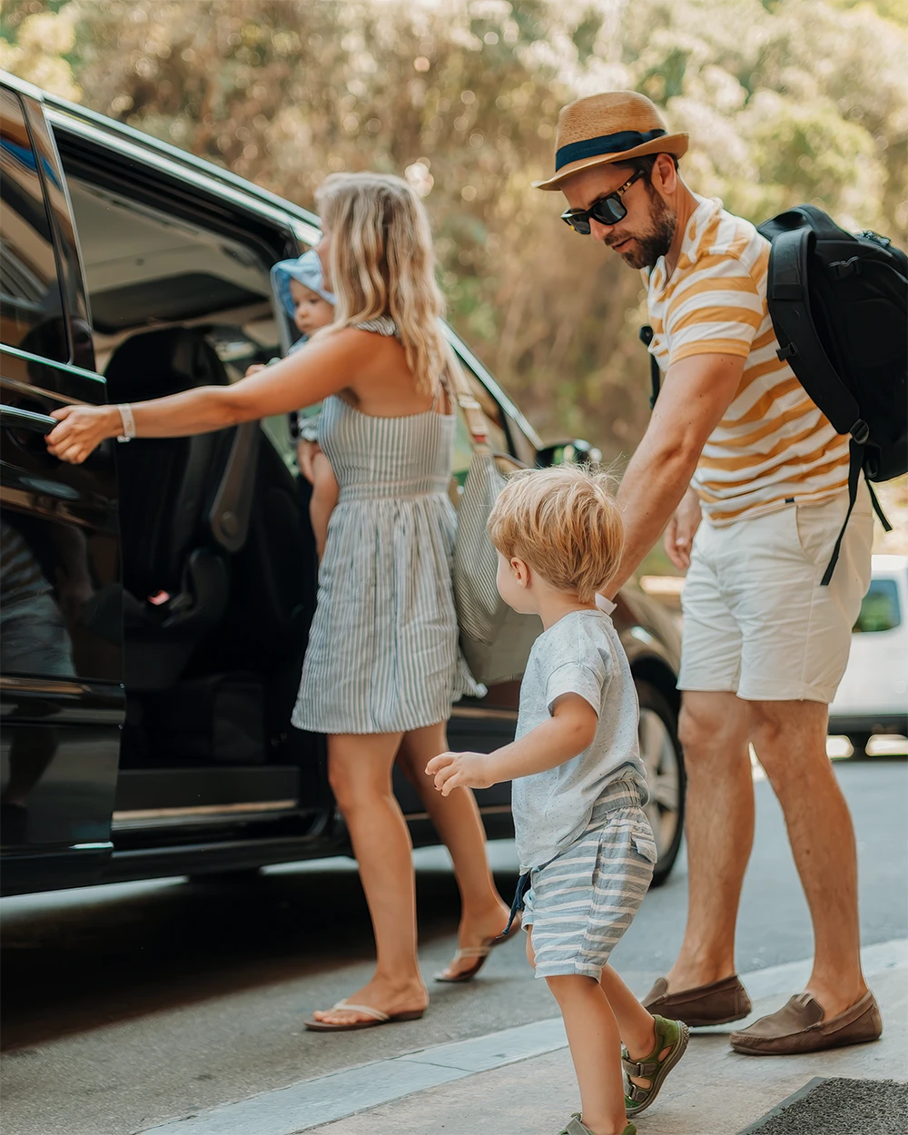 Family arriving at Kobe Suite Resort by private airport transfer